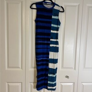Corey Lynn Calter Blue and White Sleeveless Sheath Dress